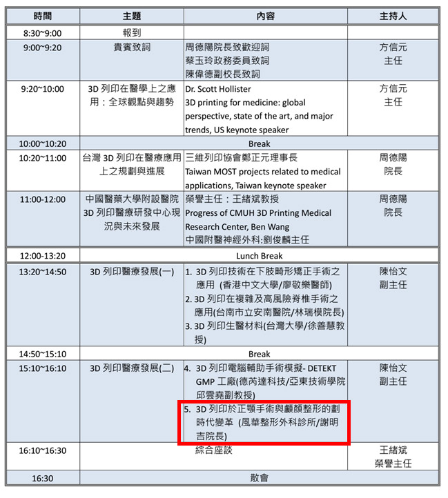 20150614 3D列印創新醫療應用及臨床實證研討會
